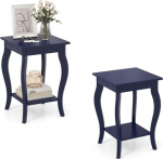 GYMAX puidust k&uuml;ljelaud, 2-tasandiline kohvilaud, ristk&uuml;likukujuline libisemisvastaste jalgadega laud, nurgalaud, diivanilaud elutuppa ja magamistuppa, 40 x 40 x 60 cm (2, sinine)