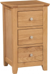 Hallowood Furniture Hereford Oak Bedside Table 3 Drawer Solid Wood Narrow Side Table for Small Spaces, Pre-Assembled Bedside Table with Storage Drawers for Bedroom or
