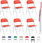 mcc direct 6 klapptoolist koosnev komplekt Kunstnahast klapptoolid metallraamiga ja pehmendusega istmega, mida on lihtne kokku klappida ja hoiustada kodus, kontoris, s&ouml;&ouml;gitoas ja vastuv&otilde;tul (punane)