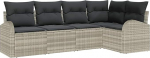 5 Teile Garten Diivan Set mit Kissen Hellgrau Poly Rattan, 2-Sitzer Garten Sofa mit Stauraum & Kissen Hellgrau Poly Rattan Gartenlounge Model3354711
