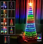 Bakaji j&otilde;ulupuu Smart Lights 160 RGB LED j&otilde;ulukoonus Kokkupandav &otilde;huke ruumi s&auml;&auml;stev dekoratsioon, mida saab juhtida rakenduse abil nutitelefoniga Bluetooth &uuml;hilduv Android Ios (Mitmev&auml;rviline - 120 cm)