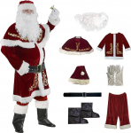 8-osaline j&otilde;uluvana kost&uuml;&uuml;m T&auml;iskasvanud meeste Deluxe punane j&otilde;uluvana kost&uuml;&uuml;mikomplekt Santa Claus Cosplay Santa Outfit