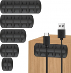 Kabelhalter-Clips, 5er-Pack, Draht-Organizer, Silikon, selbstklebend, Kabel-Organizer f&uuml;r USB-Ladekabel, PC, B&uuml;ro, Zuhause, Schreibtischzubeh&ouml;r (schwarz)