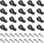 hankekaart 50 St&uuml;ck Kabelklemmen 3/4 Zoll R-Type Nylon Kabelclip Drahtklemme Seil Licht Montage Cord Fastener Clips mit Schrauben f&uuml;r Drahtmanagement, Schwarz