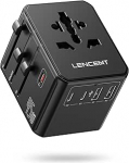 LENCENT reisiadapter Worldwide PD 45W, universaalne reisiadapter 3 USB C, 2 USB A rahvusvahelise pistikupesa adapter Saksamaale, USA-le, Inglismaale, Iirimaale, Jaapanile, Austraaliale jne. 200+ riigid