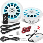 Komplekt Boss Audio Systems MRGB65 2-Way Full Range Marine k&otilde;larid 6,5 tolli 16,5 cm 165 mm 100 Watt RMS 200 Watt Max 4 Ohm veekindel koos RGB LED paarides + kaugjuhtimispuldiga