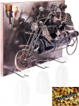 BRUBAKER Wine Bottle Holder Couple on a Motorcycle - Wall Art Picture Metal - with 3 Glass Holders - Includes Greeting Card for Wine Gift