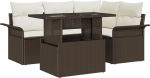 Rantry 5-teiliges Garten-Sofa-Set mit Kissen Braun Poly Rattan, 2-Sitzer Garten-Sofa mit Stauraum & Kissen Braun Poly Rattan Gartenlounge Model3357011