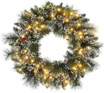 HOMCOM j&otilde;ulukirme 60 cm uksep&auml;rg koos 50 LED-koonusega koonuste ajamiga akutoitega j&otilde;ulukirme kunstlik esiuksekirme j&otilde;ulukaunistus v&auml;litingimustes siseruumides j&otilde;ulude advendiks esiukse aknale