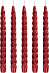Ebersbacher Kerzenfabrik GmbH Renaissance Taper Candles Twisted Varnished Wine Red Pack of 5 Suurus Ca. 22 x 250 mm Individuaalselt fooliumiga.