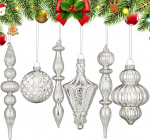 Colingmill Vintage h&otilde;bedast j&otilde;ulud elavh&otilde;bedaklaasist kaunistuste komplekt 20 cm Finial Ornaments 8.9 cm rippuvad j&otilde;ulukujud j&otilde;ulupuu kaunistamiseks Xmas Holiday Decor