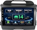 SXAUTO &brvbar;8G+256G &brvbar; Android 14 IPS Autoradio Kia Sportage (2010-2015) jaoks - Sisseehitatud Carplay/Android Car/DSP - Kaamera + MIC - DAB roolijuhtimiss&uuml;steem Fast Boot 360-CAM WiFi - 2 DIN 9-tolline