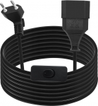 LANMINGLEL pikenduskaabel Euro Plug 90 kraadi koos l&uuml;litiga, pikenduskaabel l&uuml;hike C-t&uuml;&uuml;pi pistik Euro Plug C-t&uuml;&uuml;pi Euro, 2,5 A 250 V televiisorile arvutimonitorile projektorile kodumasinatele (5 m)