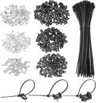 hankekaart 180 St&uuml;ck 1,9 cm 1,5 cm 2,3 cm Kabelbinder-Sattelbefestigungen Basis mit 15,2 cm Kabelbindern und M3 M4 M5 Blechschrauben, Draht-Organizer-Halterklemmen-Set, Schwarz