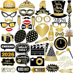 Uue aasta fotokabiini rekvisiidid 2026 Head uut aastat kaunistused Must kuldne glitter peotarbed Fotokabiini rekvisiidid kaunistuste jaoks Kingitus pere ja s&otilde;prade fotograafia in