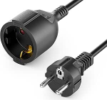 deleyCON 15 m pikenduskaabel toitekaabel toitekaabli pikendus Kaitsekontakt pistiku t&uuml;&uuml;p F (CEE 7/4) ja pistikupesa (CEE 7/3) Puudutuskaitse TV PC arvuti projektor - must
