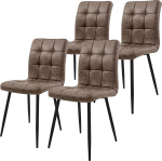 ML-Design Dining Room Chairs, Set of 4, Brown, Kitchen Chairs with Faux Leather Cover, Living Room Chair with Backrest, Upholstered Chair with Metal Legs, Ergonomic Chair for Dining Table, Dining Room