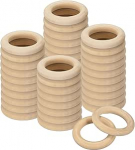 QUARKZMAN Pakett 50 55 mm (2,2 tolli) looduslikud puidust r&otilde;ngad 10 mm paksused siledad viimistlemata puidust ringid k&auml;sitsi valmistatud kudumismakrame ripatsideks