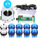 EG STARTS 1 Spieler USB LED Encoder zu PC-Spiele Blaue Aufkleber Controller + 10x LED beleuchtet Tasten f&uuml;r Arcade Joystick DIY Kits Teile Mame Raspberry Pi