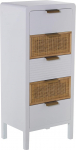 DRW Symphonier with 5 Drawers Made of MDF and Rattan in White and Natural 40 x 30 x 92 cm, Wood, Multicoloured, Standard