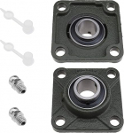 25mm Bore UCF205 Pillow Block Bearing with Oil Nozzle, Self-Aligning Square Flange Bearing for Conveyor Systems, Lathe, Printing Machine