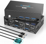 KVM l&uuml;liti 2 monitori 2 PC 8K, HDMI USB 3.0 KVM l&uuml;liti kahele monitorile, toetab 8K@60Hz, 4K@120Hz 2 arvutile, mis jagavad klaviatuuri, hiirt ja monitori