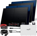 SUNNIVA 2000 W r&otilde;duelektrijaam Bifacial Full Black Complete Socket Fox 800 W Power Inverter, PV Solar System, 4 x 500 W klaasist / klaasist p&auml;ikesemoodulid, sisaldab 5 m kaablit, Bluetooth WiFi, komplektne