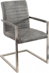 invicta INTERIOR riess-Ambiente Loft Cantilever Chair Vintage Grey with Padded Armrests and Stainless Steel Frame Dining Chair Microfibre Chair