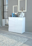 Dmora - Nicol&ograve; Chest of Drawers, 2 Door Kitchen Sideboard, Living Room Buffet, 100% Made in Italy, 90 x 40 x 81 cm, Glossy White