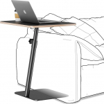 UPGRAVITY Height Adjustable Side Table - Small Coffee Side Table for Small Spaces, Modern C Shaped Bedside Table for Laptop, Black Wooden Table, Living Room, Bathroom, Home Use