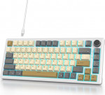 V500 mehaaniline klaviatuur koos nupuga, Ameerika QWERTY 75% juhtmega m&auml;nguklaviatuur, pitser Hot Swap, eelliimitud valge l&uuml;liti RGB, PC-le, MAC Shimmerile