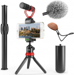 Movo VXR10+ nutitelefoni videorig koos ministatiiviga, telefoniklambriga ja videomikrofoniga, mis &uuml;hildub iPhone 13, 12, 11, 11 Pro, XS, XR, X, 8, 7 ja Androidiga - YouTube, Tik Tok, filmide, Vlogimise jaoks.