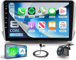 Rimoody 6G + 128G 8 Core Car Radio Android jaoks Peugeot 2008 208 2012-2018 Carplay Wireless, 10-tolline raadio Android Car FM/RDS/EQ 360&deg; panoraamvaade navigatsioon GPS Bluetooth roolijuhtimine