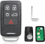 5 nupuga kaugjuhtimispult Volvo V40 V60 V70 S60 S80 XC60 XC70 Smart Remote Control koos l&otilde;ikamata teraga FCCID: KR55WK49264 433MHz ID46 Chip