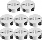 sourcing map Double Split Shank Collar 10mm Bore Two Piece Clamp Collar 30mm OD 10mm Thickness Aluminum Alloy Screw Split Ring 8pcs