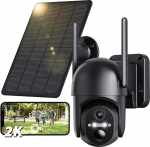 NUASI 4G LTE Outdoor Solar Surveillance Camera with SIM Card - 2K HD PTZ Wireless Camera without WLAN Outdoor Battery, 355&deg;/100&deg; Swivel, Colour/IR Night Vision, 2-Way Audio, PIR Detection, IP66