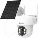 ANRAN 2K HD valvekaamera v&auml;ljas aku WiFi 360&deg; p&ouml;&ouml;rlev kuppelkaamera p&auml;ikesepaneeliga PIR inimese tuvastamine v&auml;rviline &ouml;&ouml;n&auml;gemine 2-Way Audio Q01 valge
