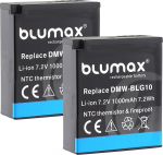 2 x Blumax aku &uuml;hildub Panasonic DMW-BLG10 / DMW-BLG10E | 1000 mAh - NTC sensor & V1 korpus Lumix DMC-GF6 GX7 III LX100 II DMW-BLE9 E jaoks.