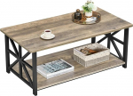 GreenForest Couchtisch & Beistelltisch Set - 100 cm runder Ecktisch + 50 cm Ablagetisch, stabiilne, Holz-Metall, Grau - mit gewaschener Holzoptik f&uuml;r Wohnzimmer, Schlafzimmer, B&uuml;ro