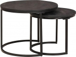 Nesting Coffee Tables 2 Pieces Solid Wood Mango ja terasest v&auml;ikeste ruumide jaoks, kaasaegne elutuba kohvilaudade komplekt koos t&ouml;&ouml;stusdisainiga, Lauad ja kohvilaudad