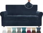 ZNSAYOTX Luxury Velvet Diivan Cover 4 t&uuml;kki Stretch diivan katab 3 padjad diivan paks pehme Spandex diivan Slipcover elutuba Non-Slip koerad lemmikloomade m&ouml;&ouml;bli kaitsja (Navy Blue, diivan)