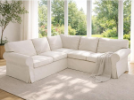 HomeTown Market Heavy Duty Corner Sofa Cover Replacement Compatible with IKEA Ektorp 2+2 Sectional Sofa Slipcover Only. Diivan ei kuulu komplekti (pol&uuml;esterbeež 2+2 sektsioondiivan).