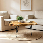 Live Edge kohvilaud, ainulaadne t&otilde;eline puidust kohvilaud, looduslik puidust k&uuml;ljelaud metallist juuksekarva jalgadega, 23 "W x 17" x 17 "D x 17" H elutuppa, magamistuppa, kontorisse