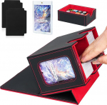 Kaardipakkide karp MTG Commanderile, TCG kaardikarp, PU nahast magnetiline kauplemiskaartide hoiukarp, mahutab 150 topelt&uuml;mbrisega kaarti, must ja punane