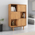 IDIMEX Simona Highboard 3 uksega, tamme v&auml;rvi - elutoa kapp koos riiulite ja ustega kinniseks hoiustamiseks Vintage Highboard elutoa kapp Moodne retro kabineti disain