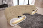 Concept Big Diivan Microfibre - Ergonoomiline diivan poolringikujulises C-kujulises vormis (valge/beež)