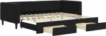 vidaXL p&auml;evavoodi, pikendatav diivanvoodi sahtlitega, diivanvoodi, k&uuml;lalisvoodi magamistuppa, elutuppa, diivanvoodi, trundle-voodi, must, 90 x 200 cm, sametne