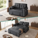 YITAHOME diivanvoodi 182 x 136 cm, diivan magamisfunktsiooniga, 5-tasandil reguleeritav seljatugi, 3-in-1 diivanvoodi 2 padjaga ja k&uuml;ljetaskuga, diivanvoodi 2-kohaline k&uuml;lalistetuppa, hall