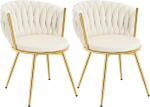 WOLTU EZS84be-2 s&ouml;&ouml;gitoolide komplekt, 2 tooli, k&ouml;&ouml;gitoolid, elutoatoolid, metallraamiga, ergonoomiline, 360&deg; p&ouml;&ouml;ratav, k&ouml;&ouml;ki, elutuppa, r&otilde;dule, sametist iste, beež
