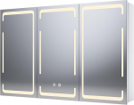 SONNI peegelkapp koos valgustusega, 3 valgusv&auml;rvi, reguleeritav ja uduvastane, 3-ukseline peegelkapp traadita hingedega disainiga ja pistikupesaga, 90 x 60 cm, valge